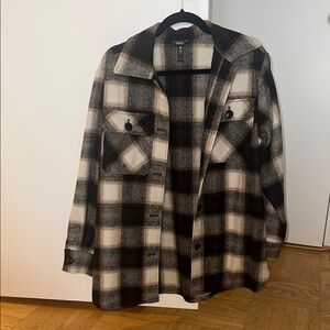 Plaid Men's Jacket - Black and White